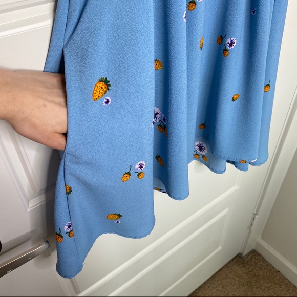 CHICWISH BLUE PINEAPPLE PRINT MINI DRESS SM - Picture 6 of 9